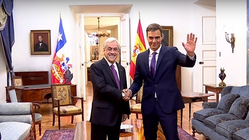 Pinera recibe en La Moneda al presidente del Gobierno Pedro Sanchez