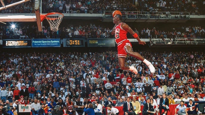Michael Jordan en el concurso de mates de 1988.