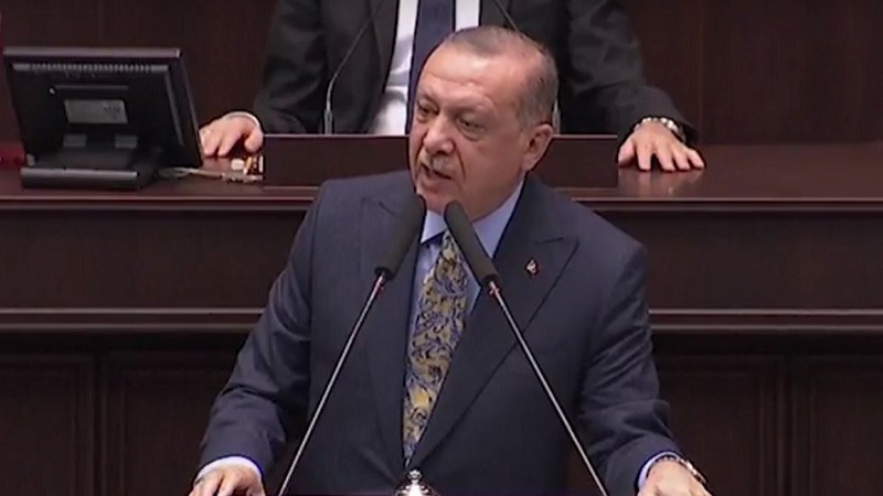 El presidente de Turquia, Recep Tayyip Erdogan, durante su intervención en el Parlamento turco.