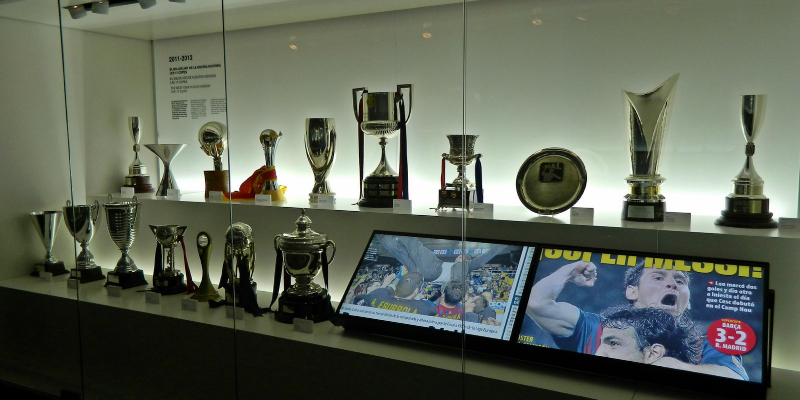 Parte de la sala de trofeos del FC Barcelona