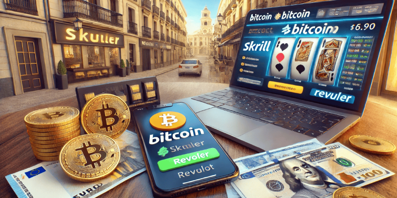 Transacciones digitales con Bitcoin como puente para apuestas legales en casinos online mediante métodos indirectos en España.
